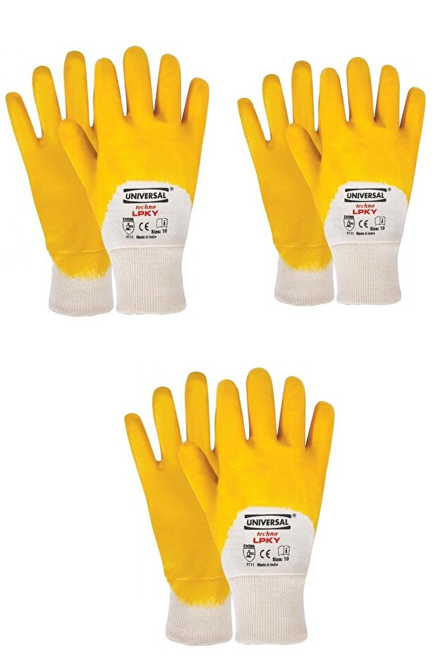 Sarı Nitril İşci Eldiveni 3'lü - 1