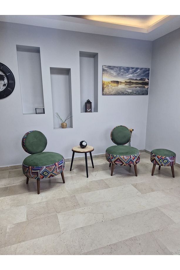 DÜNYA3lü Koltuk Seti Berjer -Bekleme Salonu Tekli Koltuk - Puf Seti - Cafe - Balkon - Ofis Mobilyası - 4