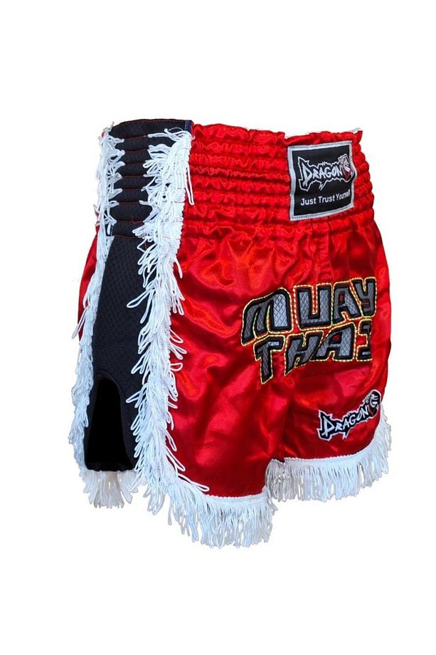 MT3020 Apache Muaythai Şortu Kırmızı Püsküllü Şort Nakışlı Muay Thai Şortu - 3