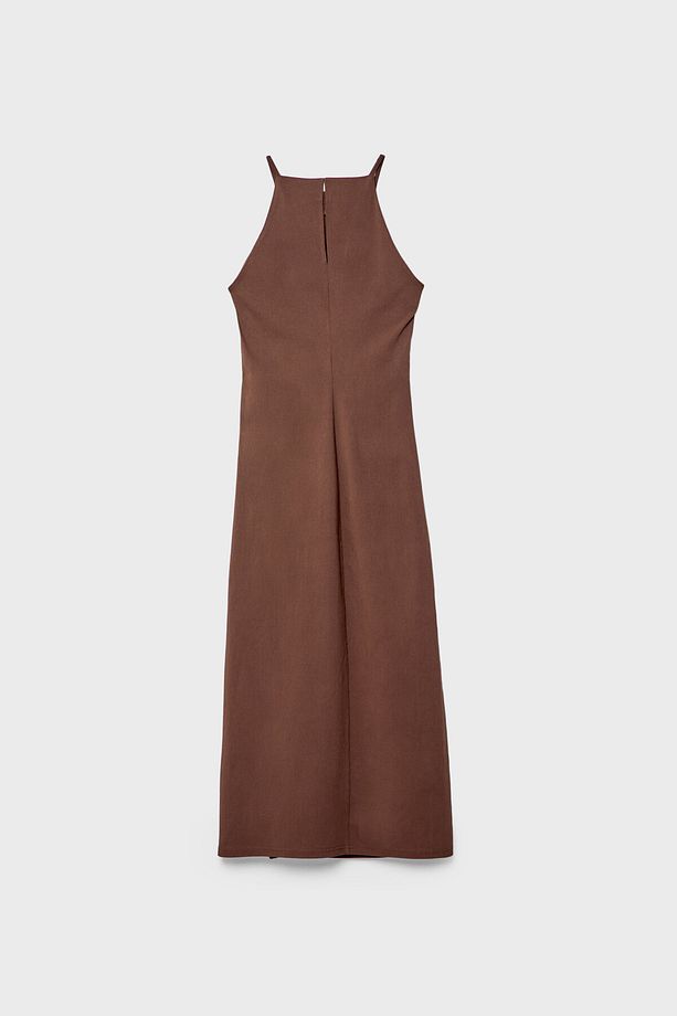 Halter yaka midi elbise - 6