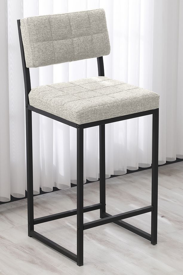 Retro Bar Sandalyesi Ada Mutfak Sandalyesi Bar Taburesi Mutfak Sandalyesi 65 cm - Krem - 1