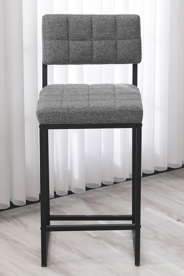 Retro Bar Sandalyesi Ada Mutfak Sandalyesi Bar Taburesi Mutfak Sandalyesi 65 cm - Gri - 3
