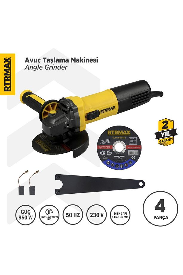 Rtm1095 Avuç Taşlama Makinası 125 Mm 950 W Devir Ayarlı - 1