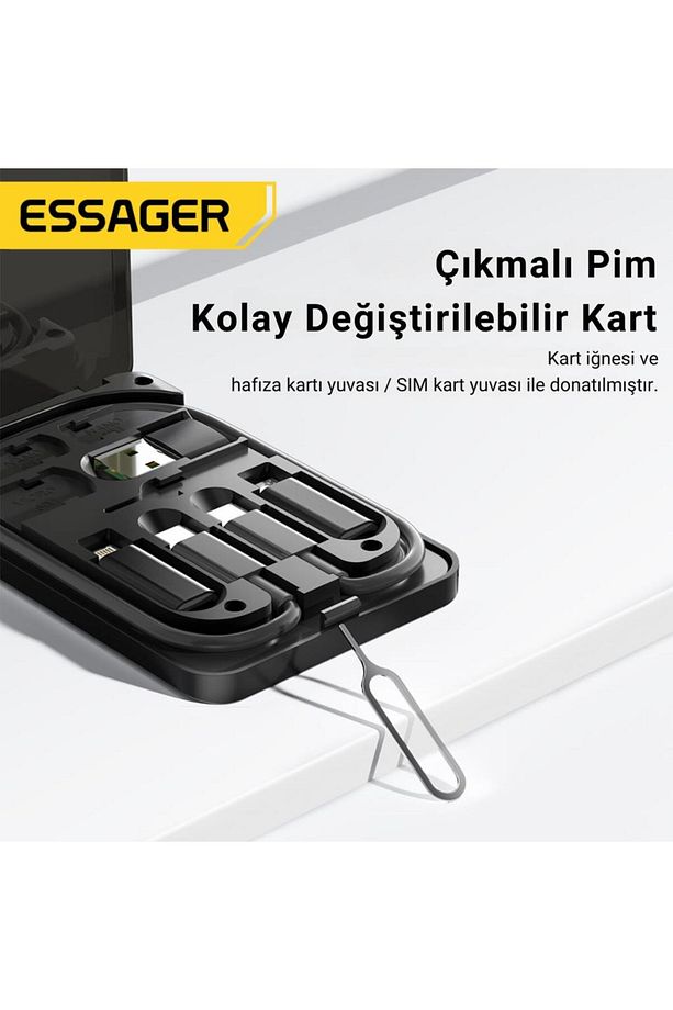6in1 60w Type-c To Usb Lightning Dönüştürücü Şarj Kablosu Seyahat Şarj Seti Sim Kart Aparat - 3