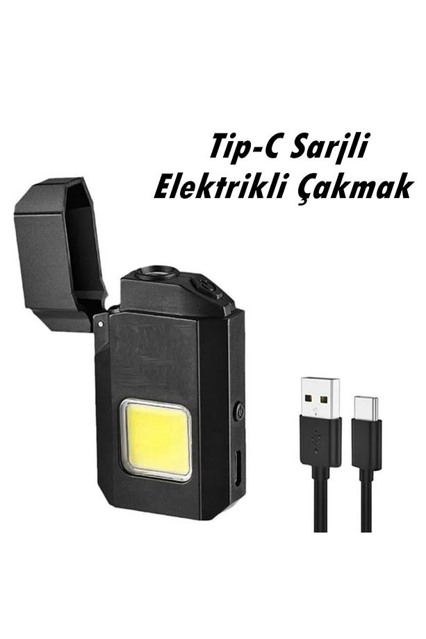 Type-c Şarjlı Elektrikli Çakmak Cep Işığı Su Geçirmez Cob Led Ps-m8 - 2