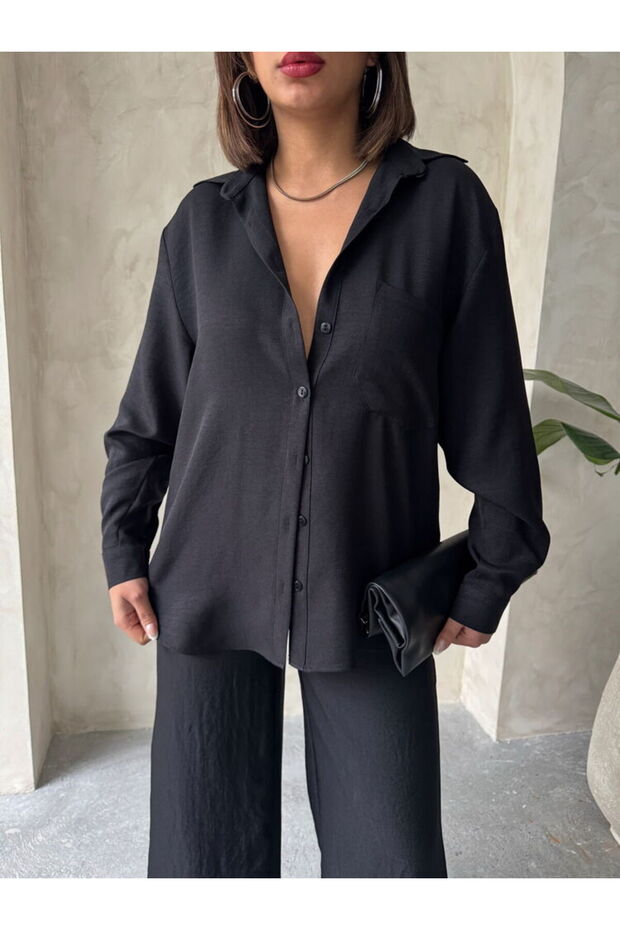 Linen Women's Shirt with Pocket Detail