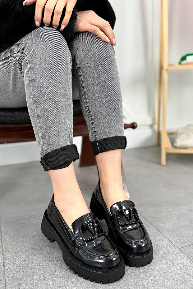 MSN 505 High-Soled Buckle Detail Loafers