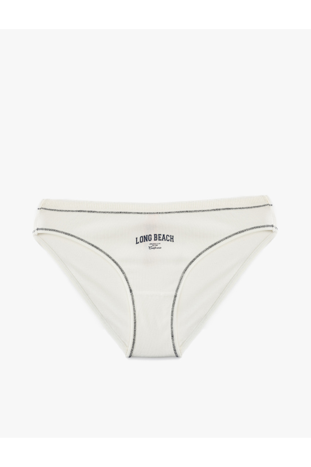 Cotton Stitching Detailed Printed Brief Women's Panties