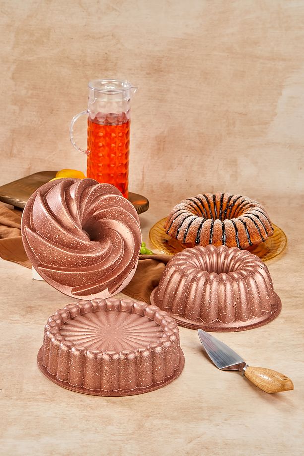 3 Lü Granit Döküm Kek Kalıbı Seti Tart Turta Seti - 2