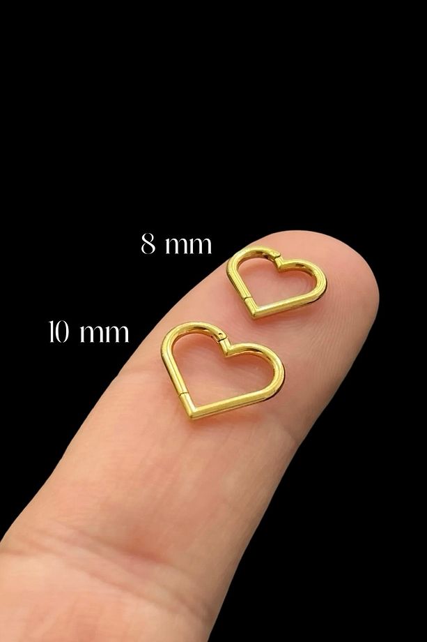 1 Adet Cerrahi Çelik Klipsli Kalp Tragus, Helix, Lobe, Snug Küpe Piercing - 8