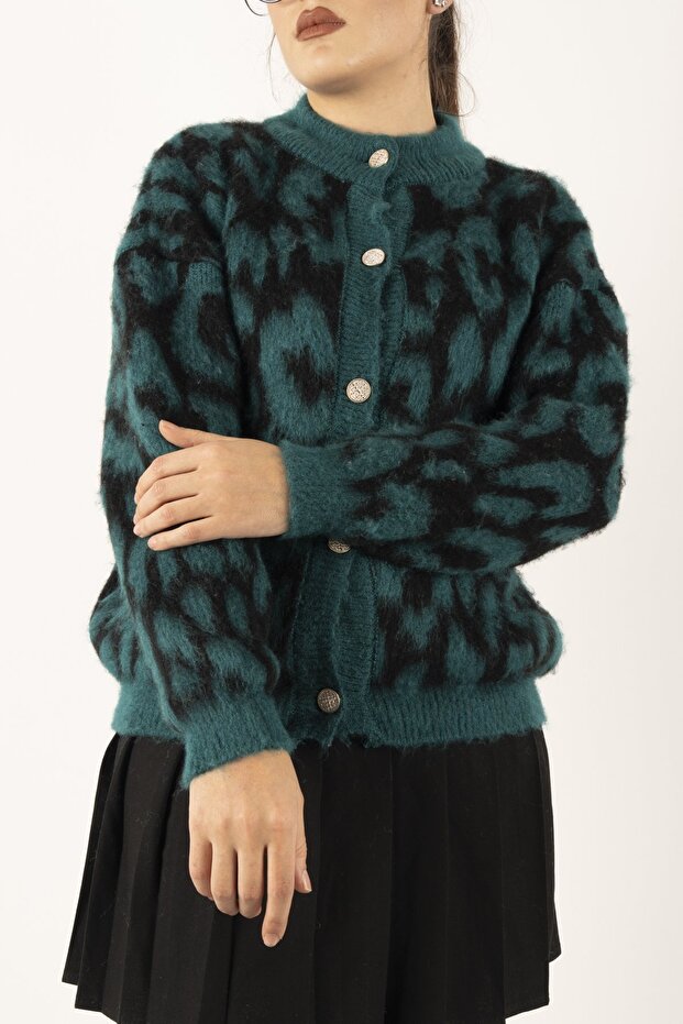 Leopard Pattern Buttoned Cardigan - 2