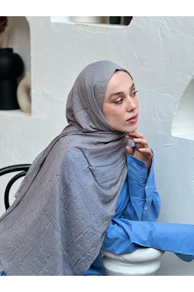 bambu gri rengi şal - 3