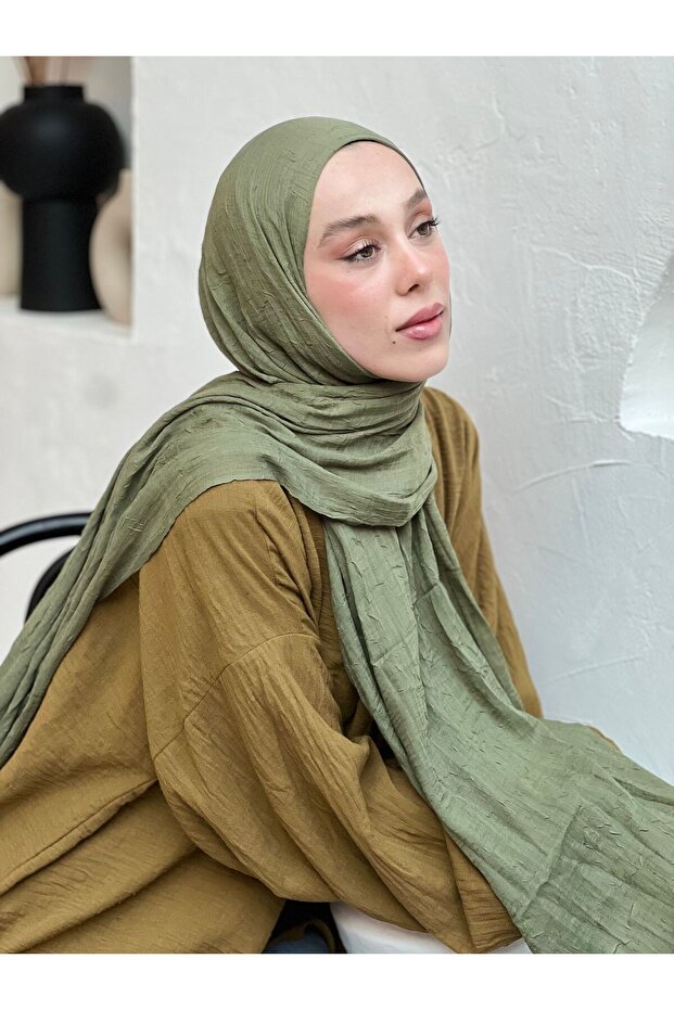 bambu yeşil çay rengi şal - 2