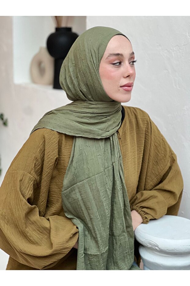 bambu yeşil çay rengi şal - 3