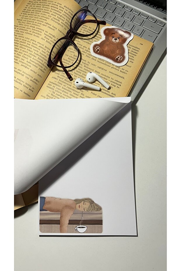 Sleep and Sofa Themed A5 Notepad - Check Pluck, Glue Memo Pad and No Line Notebook - 4