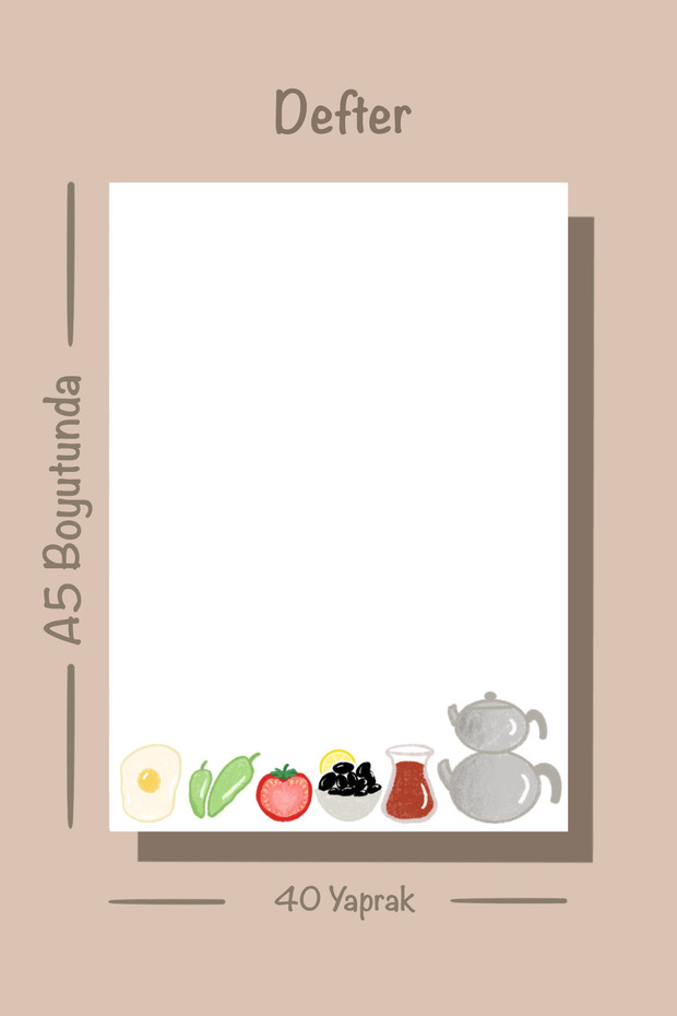 Breakfast Themed A5 Notebook with Glue - Check Pluck Notepad and No Line Memo Pad - 6