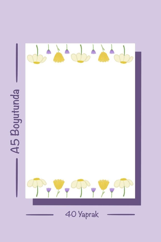 Daisy and Purple Flower Notepad Check Pluck Notebook, Glue Memo Pad, A5 Notebook, Unlined Notepad - 6