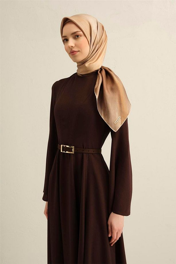 Desenli Saf Ipek Twill Eşarp 9308- 08 - 2