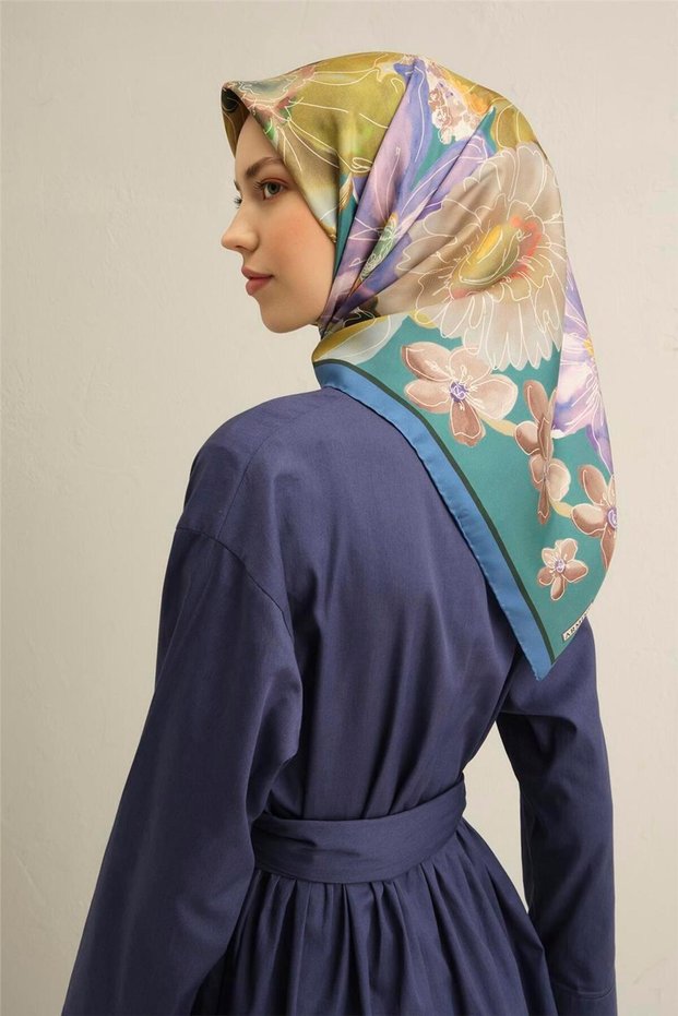 Floral Print Saf Silk Sura Scarf 9318D 35
