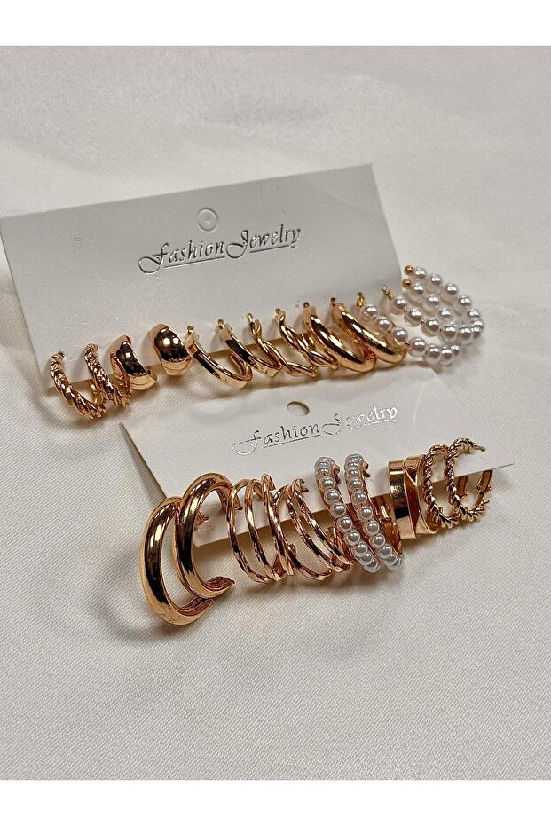 Multi-Combination Pearl Earrings Set with Clips and Metal Backs for Women Hoop Earrings Set