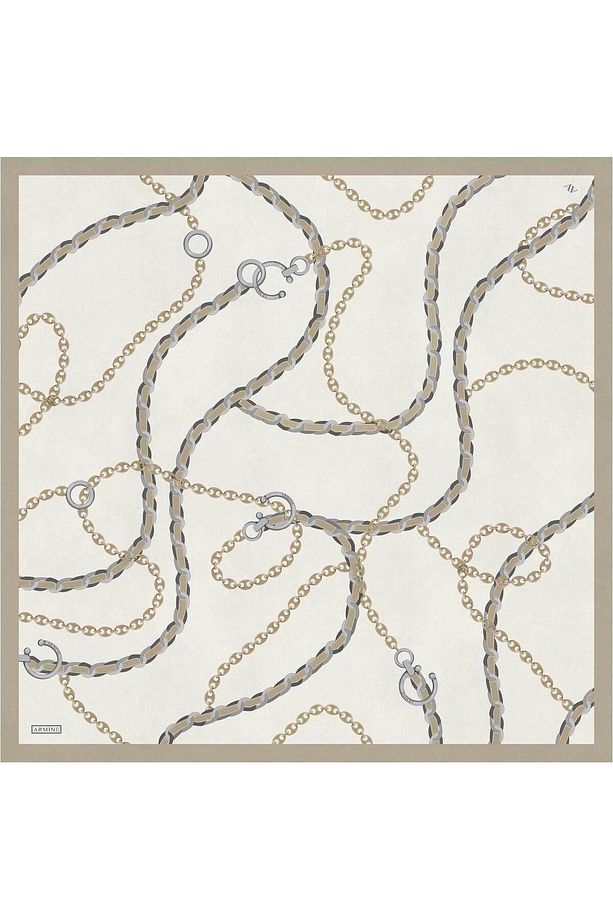 Desenli Saf Ipek Twill Eşarp 9346- 05 - 4