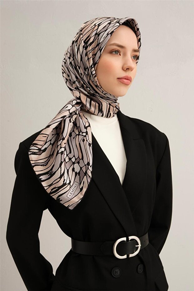 بنقشة مجردة شال ساف حرير سورا 9335D 86