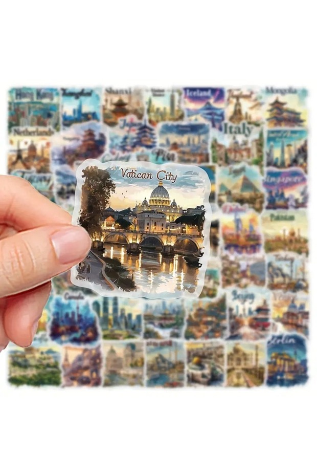 50 Pcs Travel Postcard Stickers, Sticker Set Laptop Notebook Tablet Sticker Set