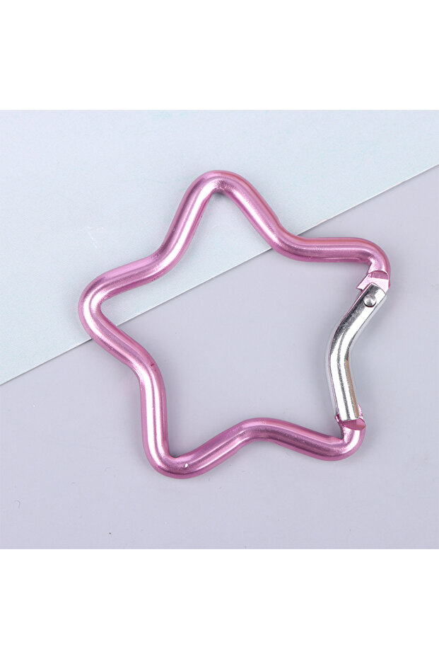 Pink 1 Pcs Five-pointed Star Shaped Aluminum Carabiner Key Chain Clip Outdoor Camping Keyring Hook W