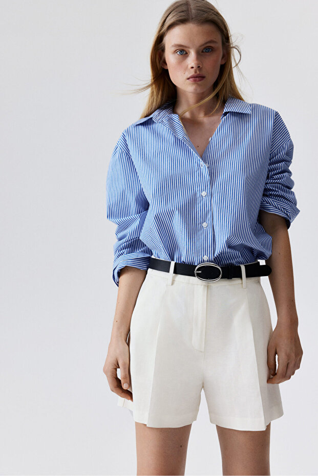 Keten Karışımlı Şort - 2