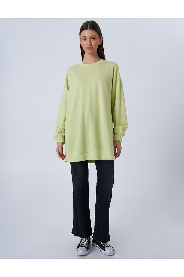 Hotfix Baskılı Scuba Sweatshirt Lime - 4