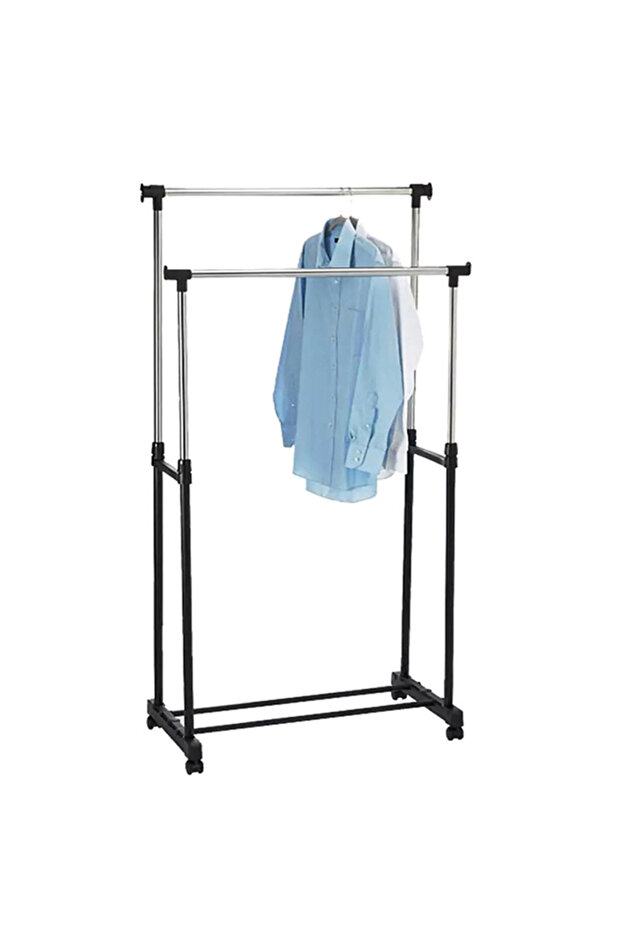 Home simple assembly double pole drying rack - 4