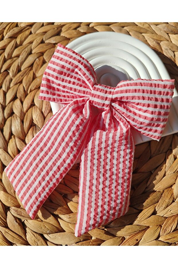 مشبك إكسسوارات مخطط بفيونكة أوتوماتيكية - 1