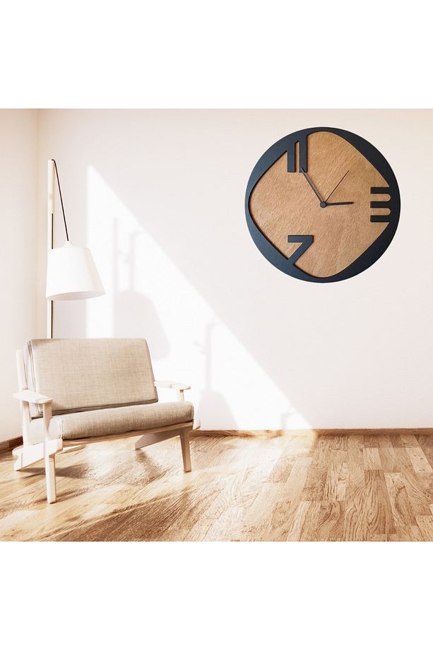 Modern ve Şık Ahşap Duvar Saati Salon Oturma Yatak Odası ve Ofis Duvar Dekoru 42x42 cm - 1