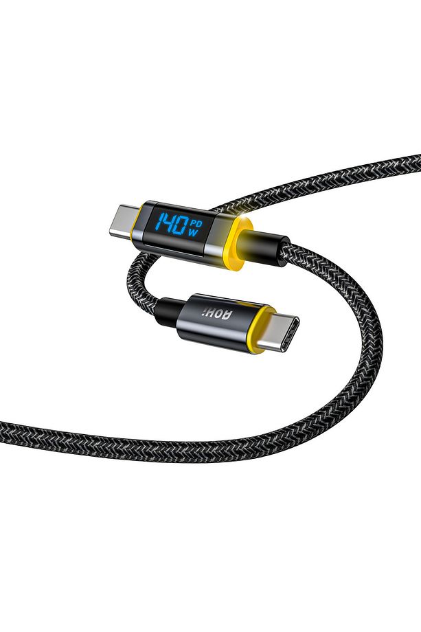 Magline Type-c To Type-c 140w Pd3.1 Led Ekranlı Örgülü 1.2m Süper Hızlı Şarj Ve Data Kablosu - 2