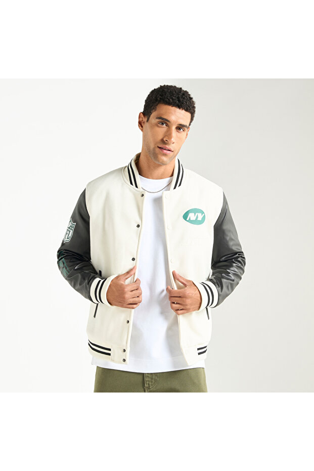 Varsity Print Button Through Jacket With Pockets - 3