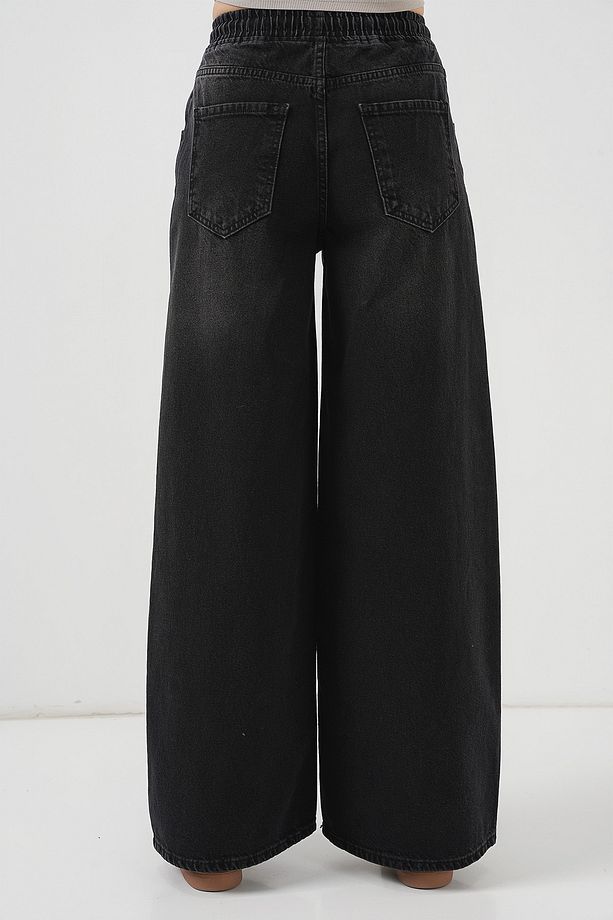 Kadın Bol Paça Kot Pantolon 6705 - Siyah - 6