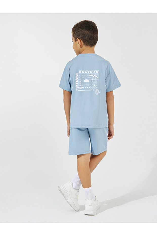 Back Graphic Print Oversized T-Shirt & Shorts Set