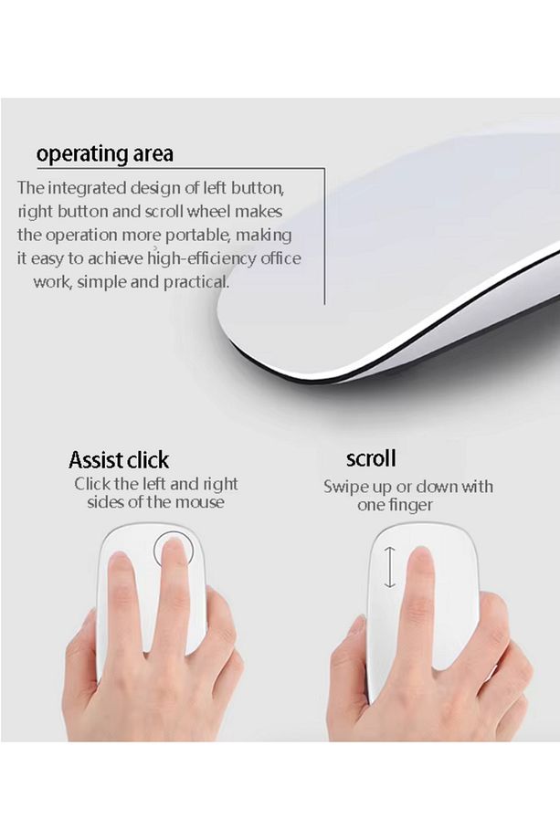 Dokunmatik şarjlı kablosuz mouse apple macbook uyumlu magic mouse özellikli uzun şarj süresi SİYAH - 2