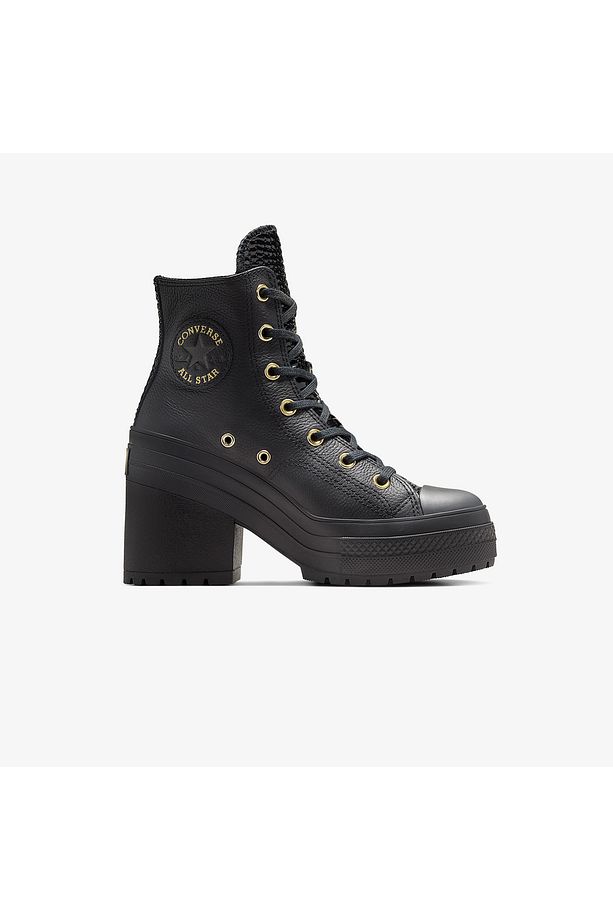 Chuck 70 De Luxe Heel Unisex Siyah Deri Platform Sneaker - 1