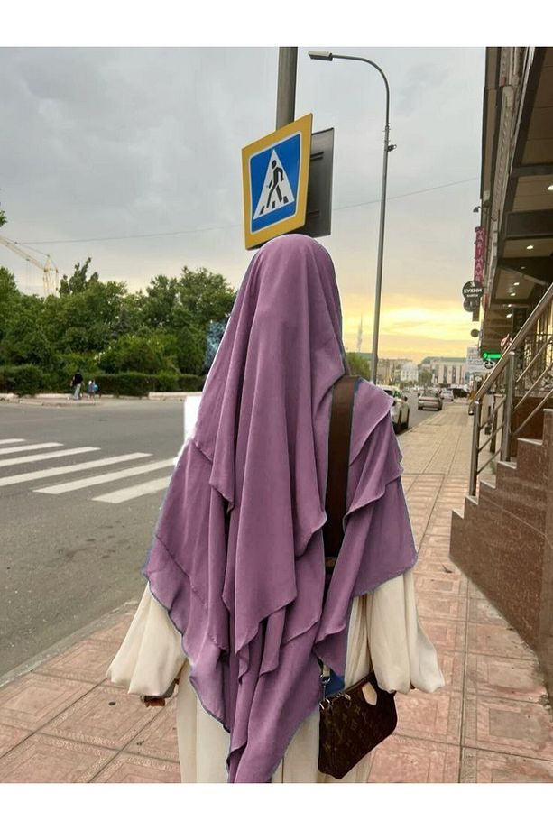 KOPYA - Hazır Bağlama Üç Katlı Şifon Hac Umre Şalı Sufle Khimar Hijab Siyah - 1