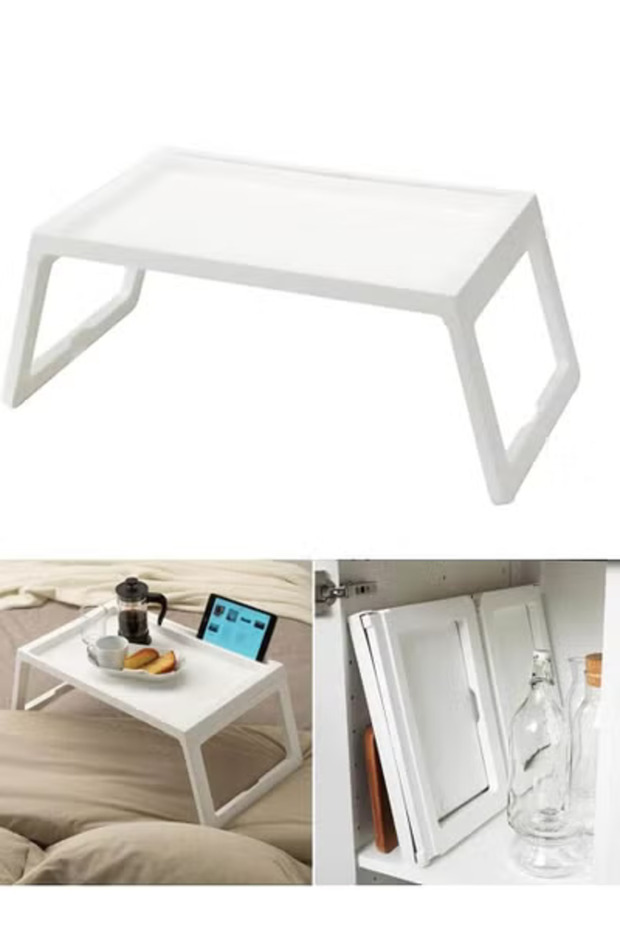 صينية سرير قابلة للطي لاستخدامات متعددة ابيض - 2