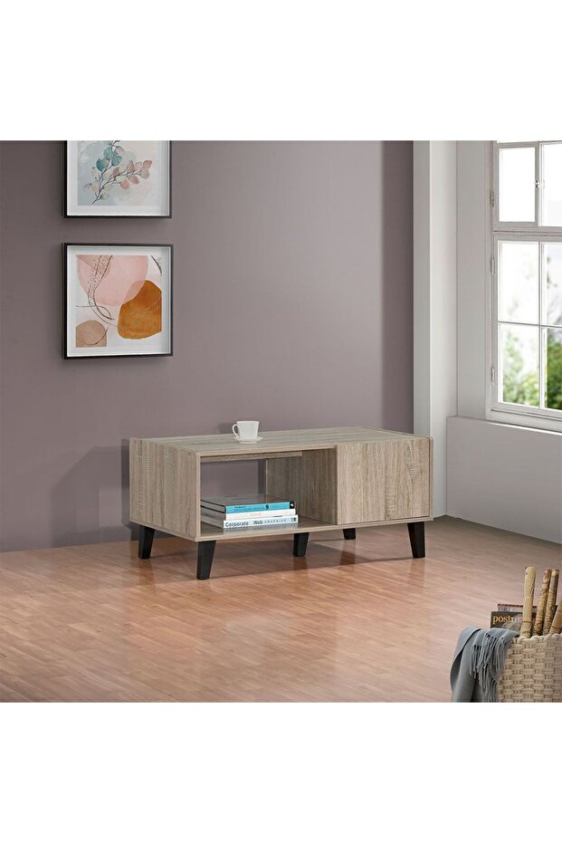Supreme Coffee Table W/ Storage L99.5xW55xH45.5cm - French Sonoma Oak