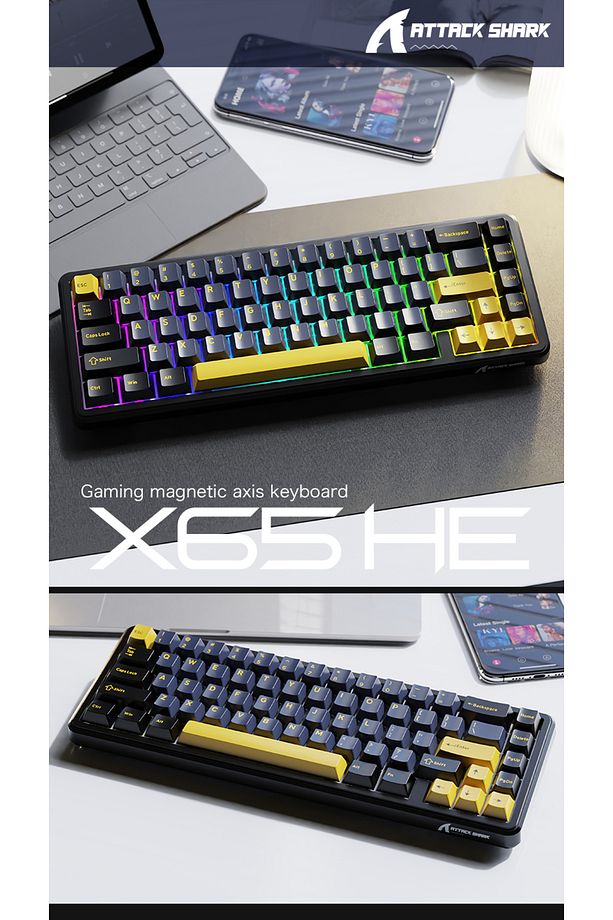Attack Shark X65 He Manyetik Switch Rapid Trigger Gaming Klavye Hall Effect - 7