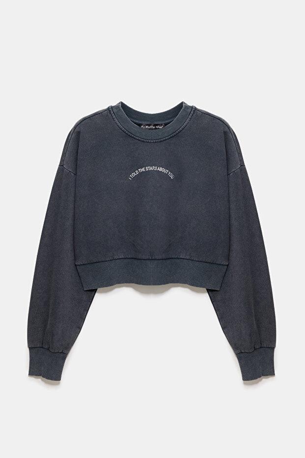 Printed Stone Embroidered Sweatshirt