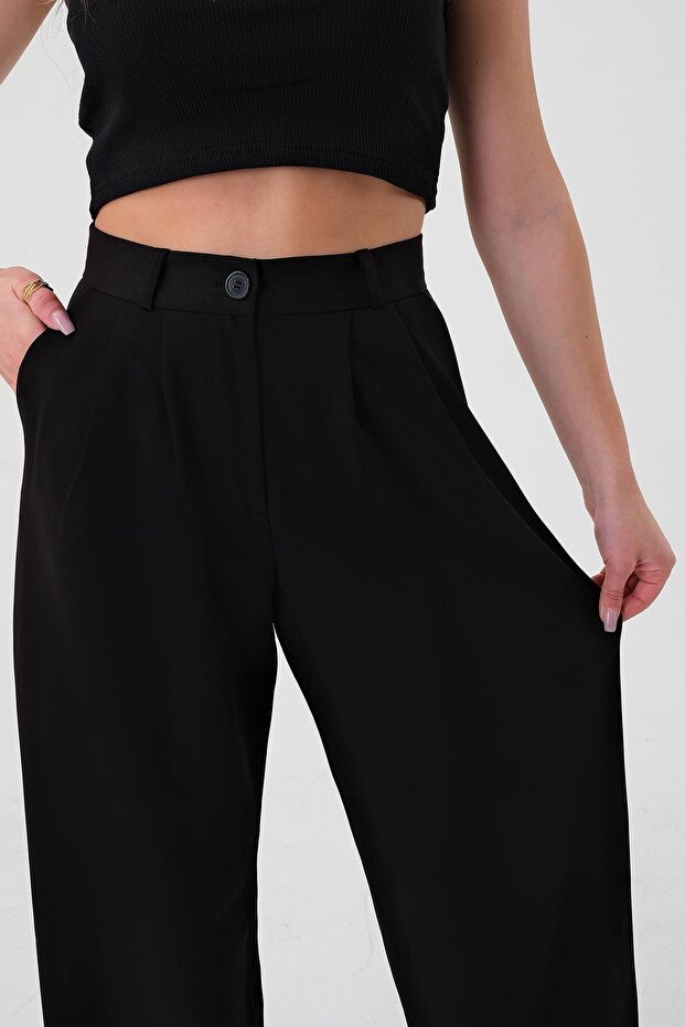 Women's Black High Waist Palazzo Pants