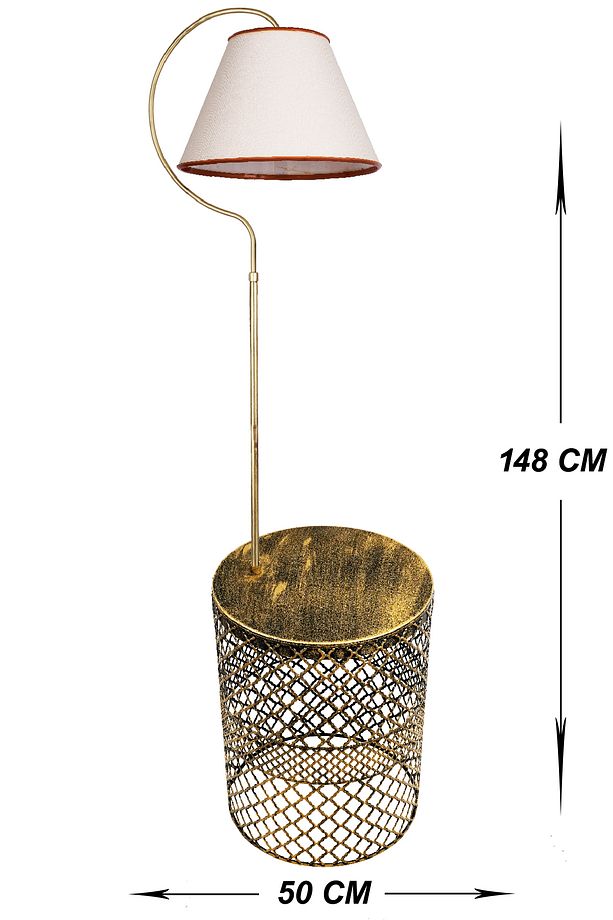 Lambader Gold Sehpalı Elips Siyah Sarı Patine (GOLD ÇEMBER) Krem Şapka - 3