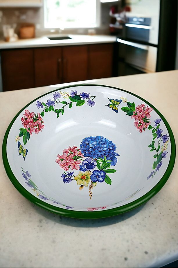 24 Cm Emaye Kase , Çukur Tabak, Salata Tabak, Cips Tabak - 5
