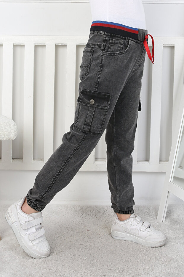 Cargo Pocket Elastic Waist Boy's Jeans 2479