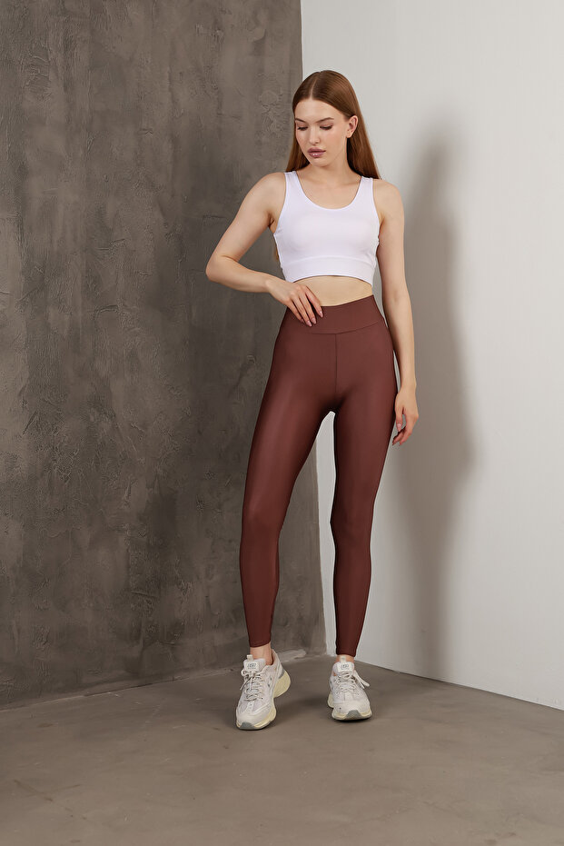 Shiny Disco High Waist Recovery Knitted Leggings Missta2130