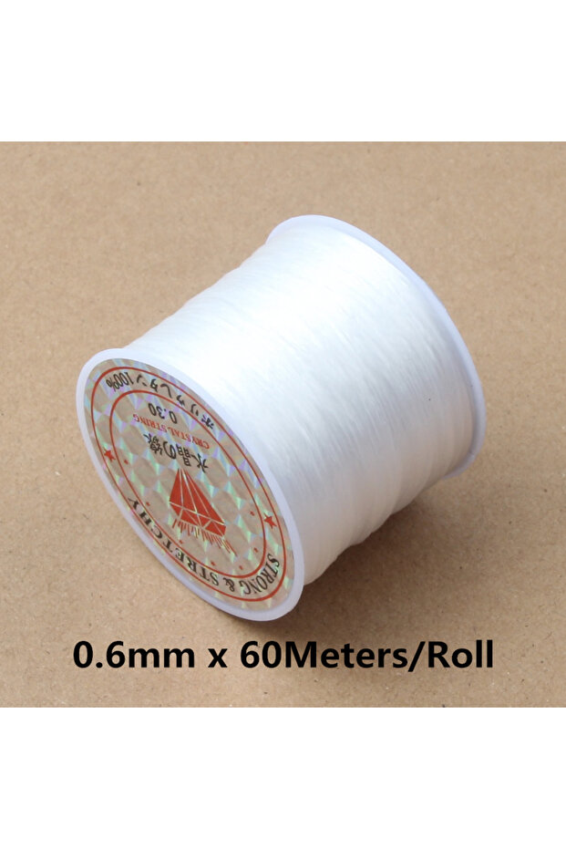 1 roll 0.6MMx60Meters 60M 0.5-1.2mm Strong Elastic Crystal Beading Cord Bracelet Necklace Stretch Th